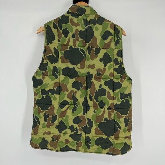 Vintage 80s Camo Vest Zerowear by Hyman Quilted Green Zip Insulated Mens Large - Picture 2 of 8